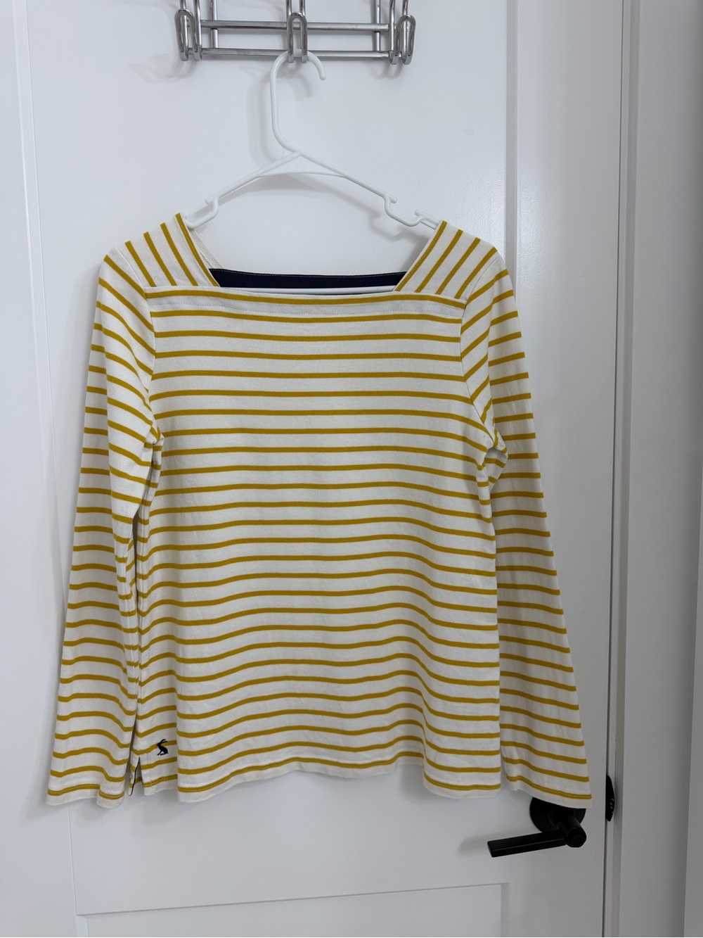 Joules Yellow and White Striped Long Sleeve Tee